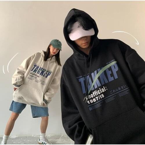 Couples autumn / winter 2020 new plush Hooded mens Korean loose Harajuku fashion jacket