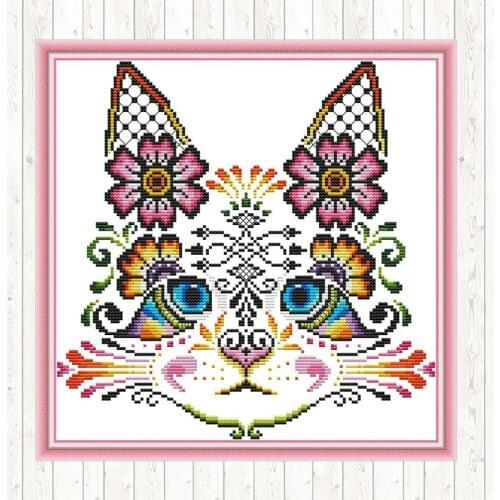 Count Cross Stitch Kits Cat Patterns Printed on Canvas DMC 11CT 14CT Embroidery Kits DIY Handmade Needlework Crafts Home Decor