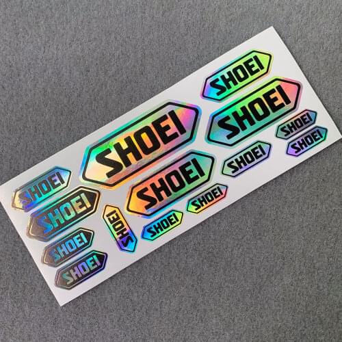 NO.L008 SHOEI Helmet Windshield Laser Rainbow Stickers for MOTO GP Car Sticker Decals Racing Motorcycle 8CM*20CM/SET