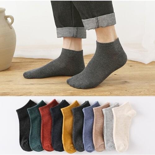 10 Pairs Mens Short Socks Pure Color Summer Spring Fashion Concise Style Couples Invisible New Cotton Sports Male Socks