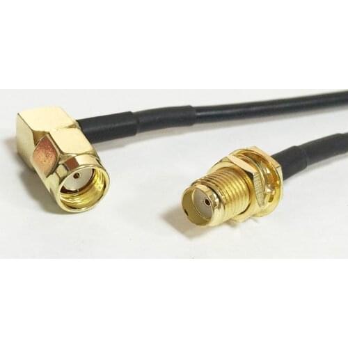 New SMA Female Jack nut Switch RP-SMA Male Plug Right Angle RF cable RG174 Wholesale 20CM 8" for WIFI antenna