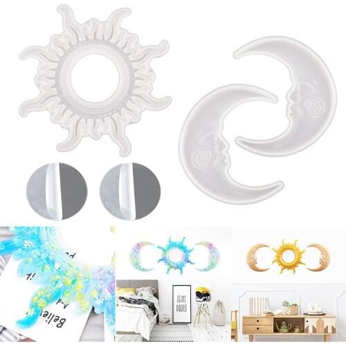 New Sun Mirror Epoxy Mould Living Room Wall Hanging Pendant Decoration Sun Moon Silicone Mould DIY Home Furnishing Art Crafts