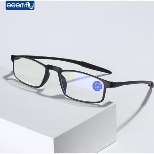 Seemfly Retro Fashion Ultralight TR90 Reading Glasses Men Women Anti Blue Light Square Presbyopic Eyeglasses Diopters +1.0 +4.0