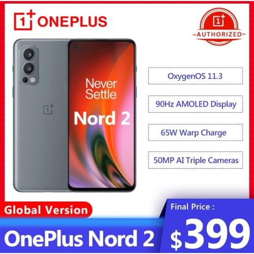 Original OnePlus Nord 2 5G Smartphone Global Version 8GB 128GB 50MP AI Camera OIS MTk Dimensity 1200-AI Warp Charge 65 Nord2