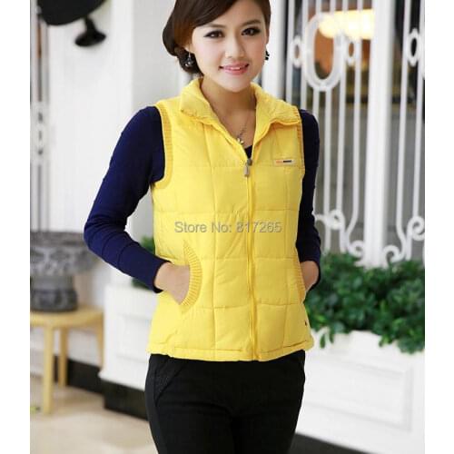 Hot New casual slim sleeveless down jacket wear womens cotton-padded Vest, fashion sweater 9 color jacket Large size L-XXXL