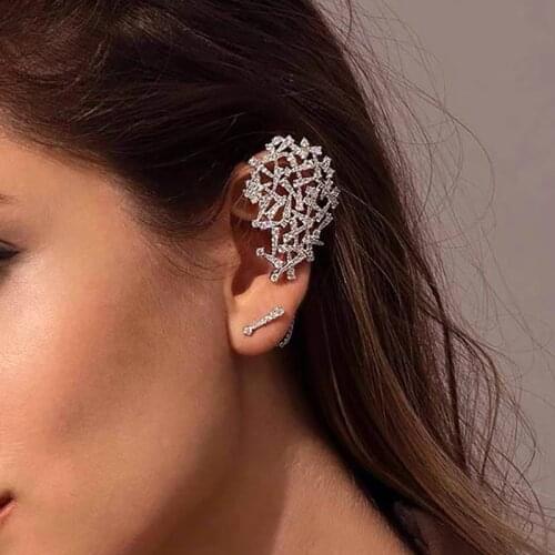 Silver Color Asymmetry Dandelion Ear Clip Earrings Long Chain AAA Zircon Luxurious Womens Accessories Women Designer Jewelry