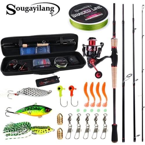 Sougayilang 2.1m Fishing Rod Combos Set Travel Spinning Fishing Rod 14BB Spinning Reel Rod Bag Fishing Accessories Tool Combos