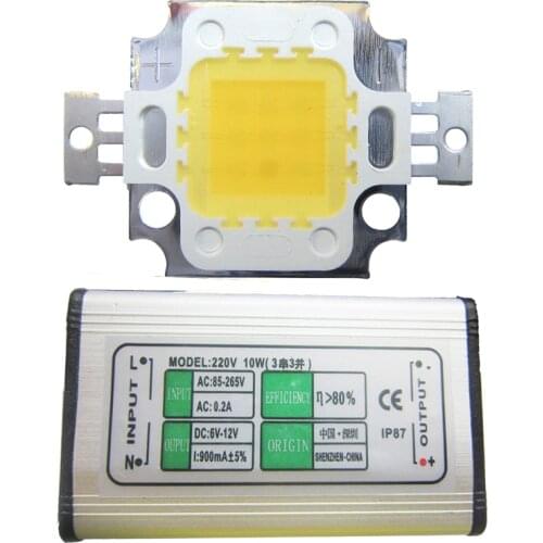 High Lumen 10W 45mil White Full Spectrum 380~780nm LED Bead Light Diodes + AC Waterproof LED Driver For Plant Grow Light