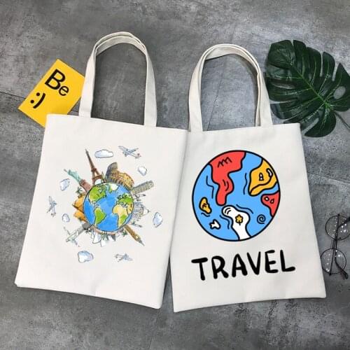 Travel World Vacation Wanderlust Adventures Handbags Shoulder Bags Casual Shopping Girls Handbag Women Elegant Canvas Bag