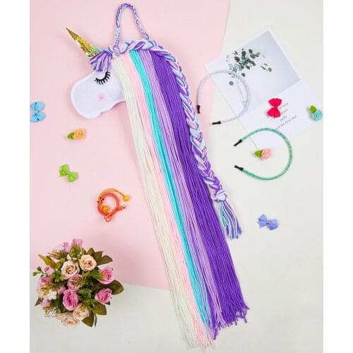 Unicorn Decoration Storage Hanger Girl Bedroom Wall Hanging Headwear Organizing Strip Cute Hair Clips Hairband Organization