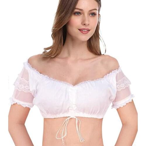 Carnival Lady The Munich Oktoberfest Costume Germany Bavarian Lace Dirndl Blouse White Maid Cosplay Halloween Fancy Party