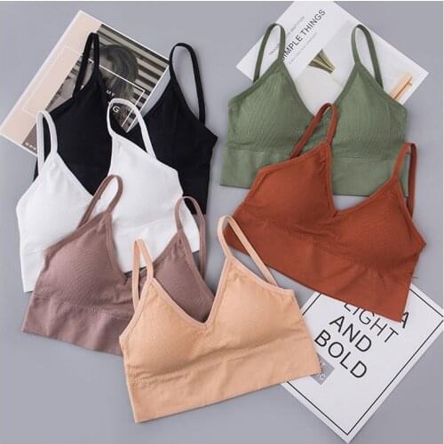 Women Tank Crop Top Seamless Underwear Female Backless Crop Tops Sexy Lingerie Intimates With Removable Padded Camisole Fashion