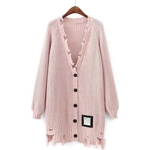 Oversized Knitwear women Loose Jumper sweater 2017 Autumn winter Long Cardigan Women Loose Irregular Pink Sweater Coat QH0734