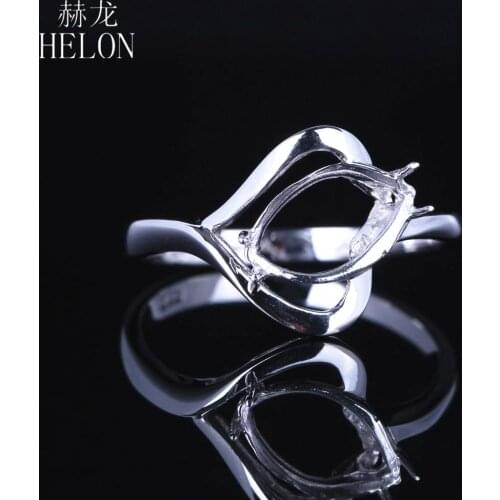 HELON marquise Cut 6X10mm Sterling Silver 925 Engagement Wedding Semi Mount Ring Setting Women Trendy Fine Jewelry
