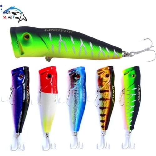 1Pcs Fishing Lures 6.5cm/10.5g Topwater Popper Bait 5 Color Hard Bait Artificial Wobblers Plastic Fishing Tackle with 6# Hooks