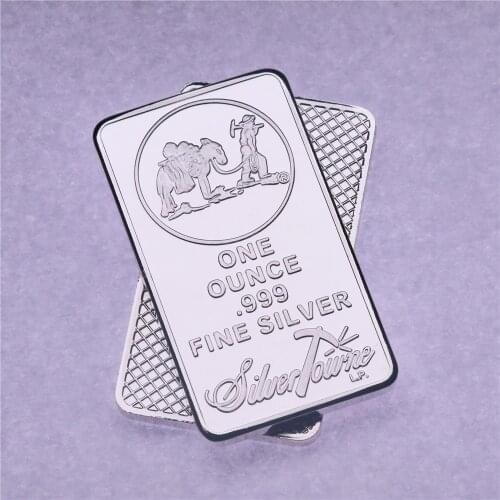 1 OZ Union Metal Prospector Silver Bullion Bar Coin Collectible Replica Non Magnetic Collectible Mirror Effect