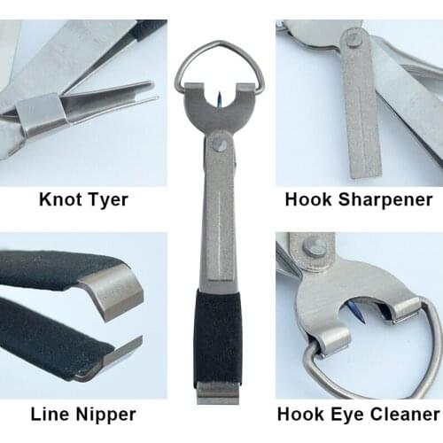 Fly Fishing Quick Nail Knot Tying Tool Stainless Steel 4 in 1 Multifunctional Hook Tyer Fishing Line Clipper Hook Sharpener