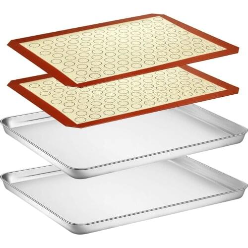 Macaron Non-Stick Silicone Baking Mat Stainless Steel Cookie Sheet Baking Pan Gadget Cake Bakeware Pastry Tools For Kitchen