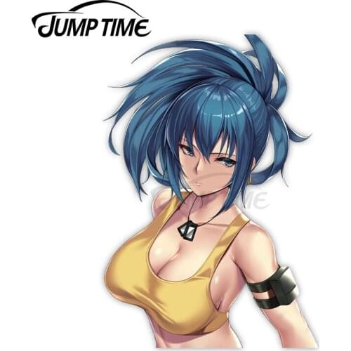 Jump Time 13 x 10.2cm For The King of Fighters Leona Heidern Vinyl Material Car Stickers Decal Car Protector Waterproof Anime
