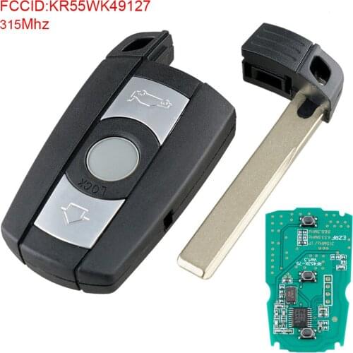 315MHz 3 Buttons Remote Ignition Car Key Fob Replacement Keyless Entry And Electronic Internals KR55WK49127 Fit for BMW CAS3
