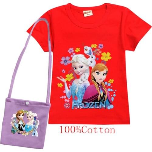 Disney Frozen Elsa Princess Print Kids T Shirts Funny Kawaii Cartoon Girls Tops Harajuku White O-Neck Short Sleeves Boys T Shirt