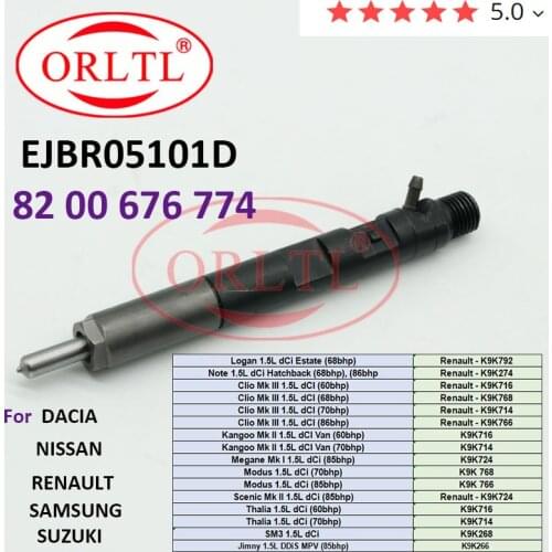 ORLTL EJBR05101D 8200676774 Diesel Injector EJB R05101D (82 00 676 774) FOR Note 1.5L dCi Hatchbac Renault - K9K274