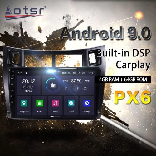 For Toyota Yaris 2008-2011 Car Multimedia Radio Player Stereo Android 9 DSP 9 inch IPS Screen Build in DSP Audio Navi head unit