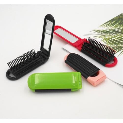 1PC Travel Portable Foldable Hair Comb Airbag Massage With Mirror Women Girls Small rectangle Pocket Hairbrush Makeup Comb