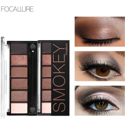 FOCALLURE New Pro 6 Colors Eyeshadow Makeup Set Waterproof Smudge Proof Eye Shadow Powder Palette For Women