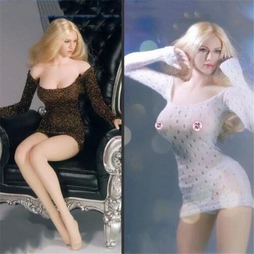 FT005 1:6 Scale Gril Sexy Hollowed Dress Perspective Miniskirt Clothes for 12'' Seamless Action Figure Body Accessory