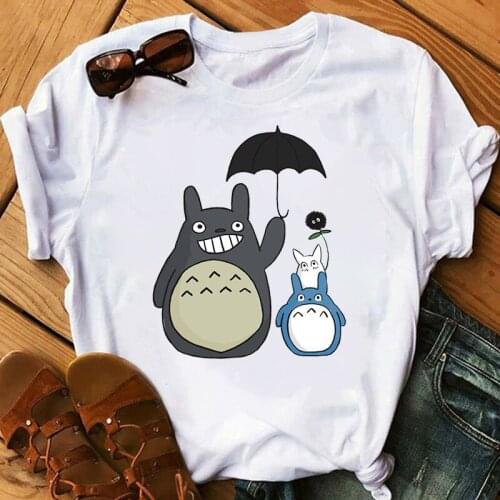 Totoro Studio Ghibli Kawaii T Shirt Women funny Totoro print T shirt summer Harajuku Streetwear O-Neck Short sleeve clothing