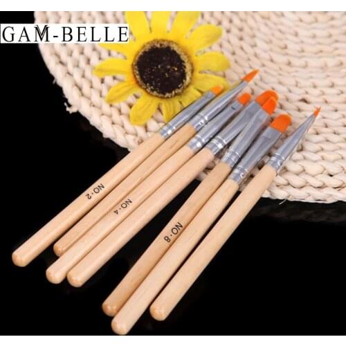 GAM-BELLE 7 Pcs Manicure Brushes Set UV Gel Extension Builder Acrylic Drawing Liner Painting Pen Nail Polish Brushes Kit