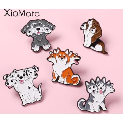 Cute Husky Lapel Pins Lovely Animal Spotted White Dog Brooches Collar Backpack Decoration Cartoon Jewelry Gift For Kids Boy Girl