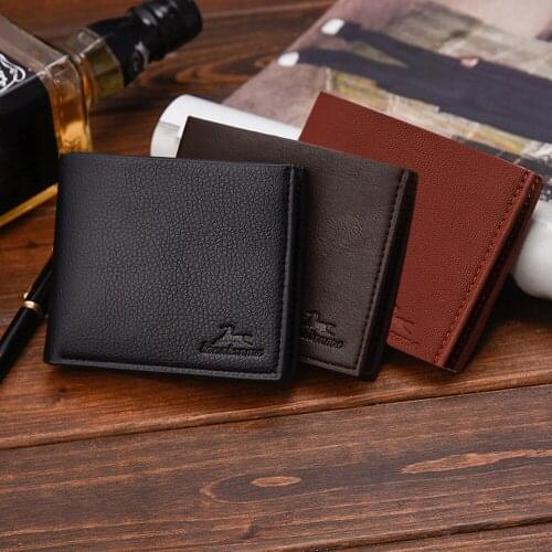 Men Wallets Solid Color Vintage Open Lichee Pattern Purse Multi Card Position Wallet Men
