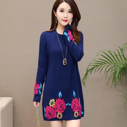 2021 New Women Sweater Pullover Autumn Winter Clothes O-neck Embroidery Knitted Cashmere Sweater Slim Large Size Sweater Female