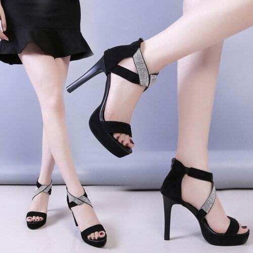 2021 Summers New High Heels, Thin Heels, Open Toes, Shallow Mouth, Rhinestone Back Zipper, Mid Top Womens Sandals