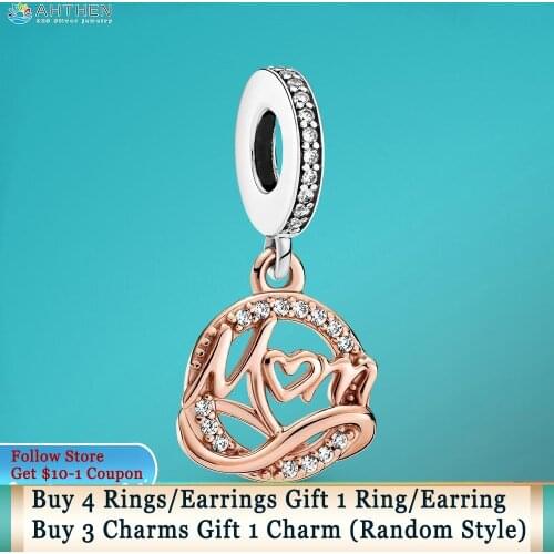 Ahthen 925 Sterling Silver Charm Two-tone Mum Dangle Charm fit Original Pandora Bracelets for Women Jewelry Making Girl Jewelry