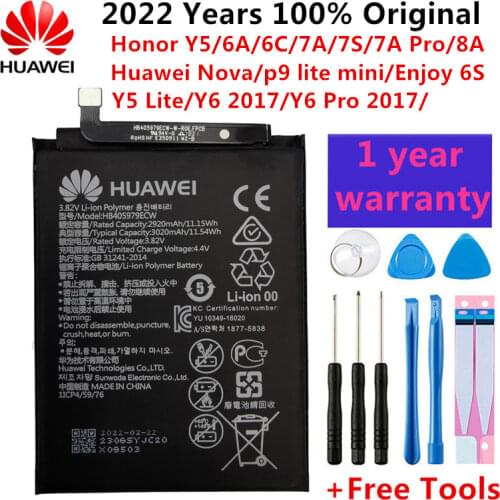 Hua Wei HB405979ECW Original Replacement Battery For Huawei NOVA CAZ-AL10 CAZ-TL00 Enjoy 6S Honor 6A 7A 8A 6C Li-ion 3020mAh