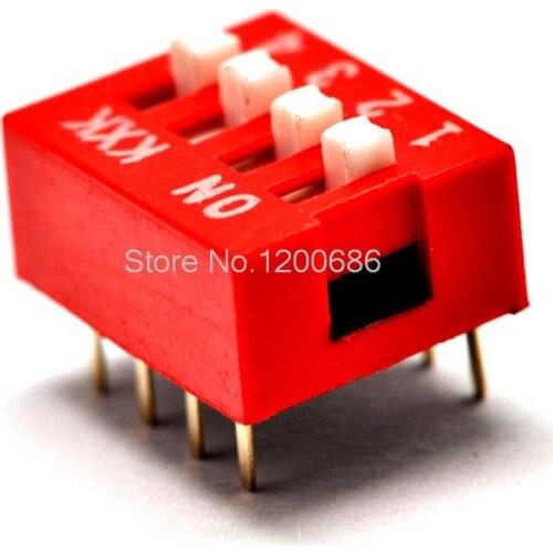 4P DIP switch Ping switch 4 toggle switch foot pitch 2.54MM red
