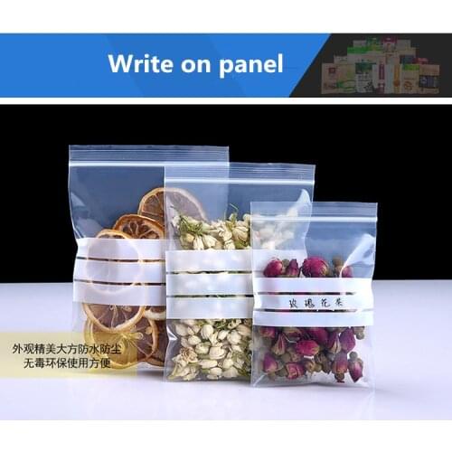 16wire Transparent Ziplock Plastic Bags Grip Seal Bags With Write On Panel Resealable Polythene Plastic Bags Zip Lock