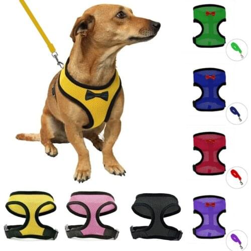 Cat Dog Adjustable Harness Vest Walking Lead Leash for Chihuahua Puppy Collar Polyester Soft Mesh Chest Strap for Dogs Cats Pet
