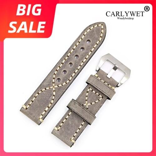 CARLYWET 20 22 24 26mm Top Thick Real Leather Watch Band For Zenith Omega Montblanc Panerai Daytona Submariner Tissot Tag Heuer