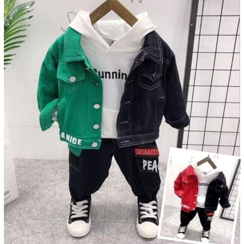 2020 Autumn Baby Casual Tracksuit Children Boy Cotton Double color coat，hoodie, Pants 3Pcs/Sets Kids Leisure Sport Suit 2-7years