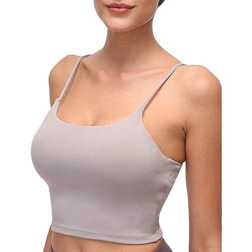 Women Solid Color Sleeveless Sports Tank Top Workout Running Seamless Shirt Yoga Bra Camisole Built-In Padded Body Underwear