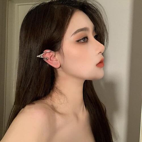 2021 New Design Korean Elf Ear Hooks Punk Fairy Clip Earrings For Women Tassel Goth Metal Ear Cuffs No Piercing Earrings Jewelry