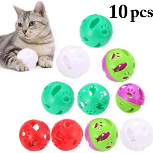 10PCS Cat Ball Toy Creative Hollow Fish Paw Decor Cat Bell Toy Kitten Toy Ball
