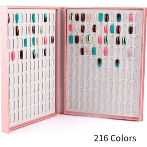 216 Colors Nail Tips Display Book DIY Nail Art Showing Shelf Gel Nail Polish Color Card Chart Painting Dedicated Display Board