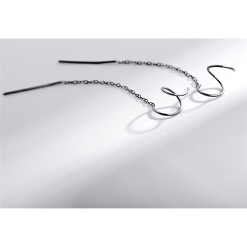 Sole Memory Black Geometry Creative Tassel Spiral Earring 925 Sterling Silver Fashion Female Dangle Earrings SEA668