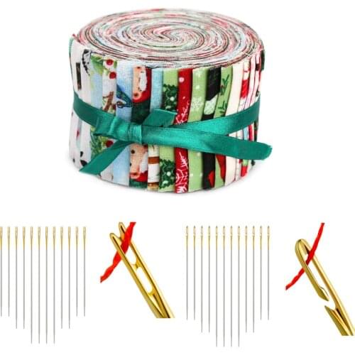 Dailylike Jelly Roll Fabric, Christmas Patchwork Fabric Print Quilting Fabrics For DIY Needlework Handmade + Sewing Needle