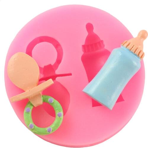 Baby Feeding Bottle Chocolate Silicone Molds DIY Baby Birthday Fondant Cake Decorating Tools Clay Candy Moulds
